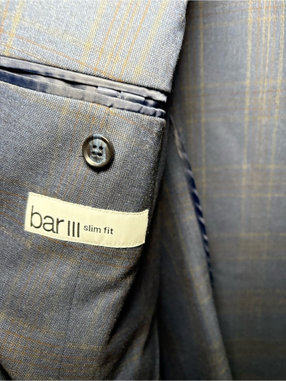 Bar III Blue Windowpane Plaid Blazer Sport Coat Two Button Business Casual - Picture 3 of 13